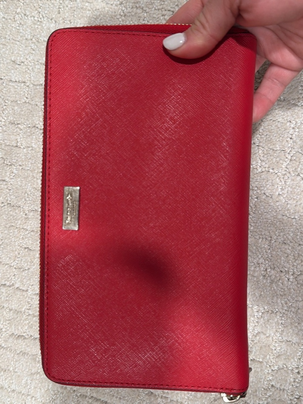 kate spade Red Zip-Around Saffiano Leather Wallet